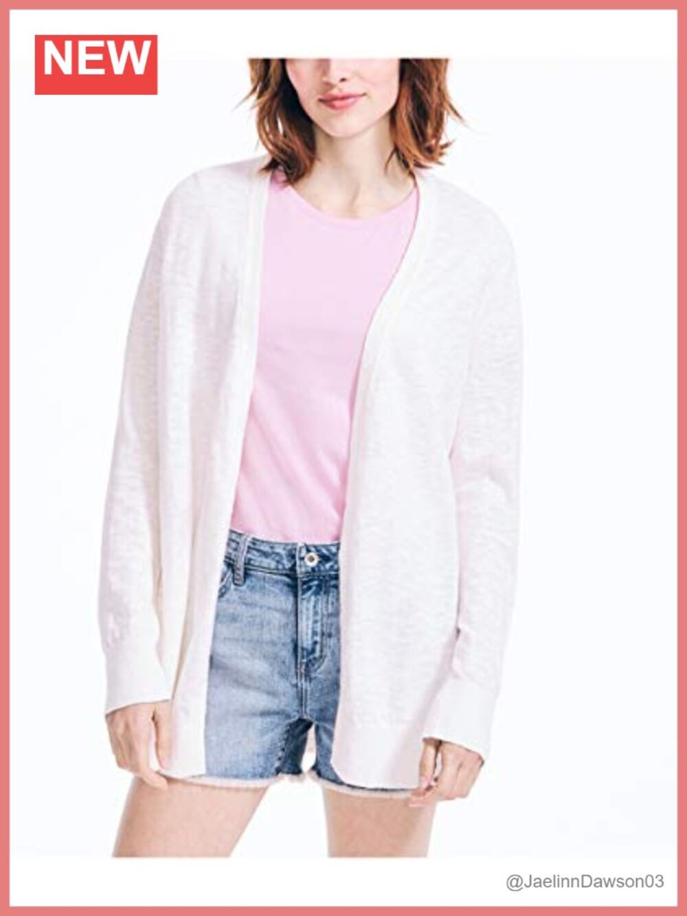 Nautica Soft Open Front Long Cardigan Classic Fit V-Neck Sweater